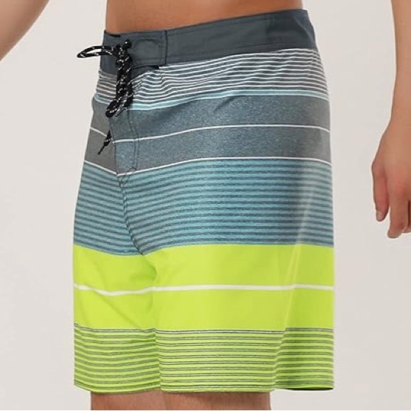 Lars Amadeus Men's Summer Printed Drawstring Color Block Swim Beach Shorts NWOT - Picture 4 of 4